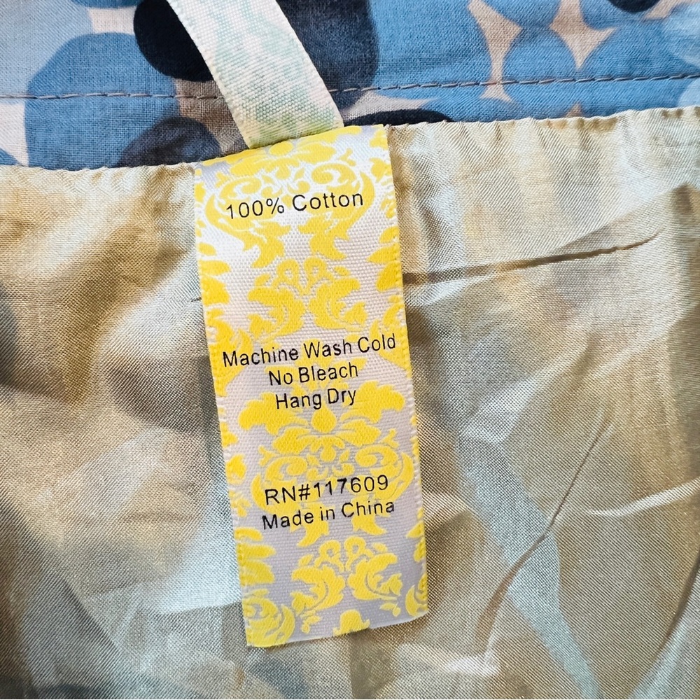 100% Cotton Bella Bird Floral A-Line Skirt in Blue and Gray - Picture 2 of 2